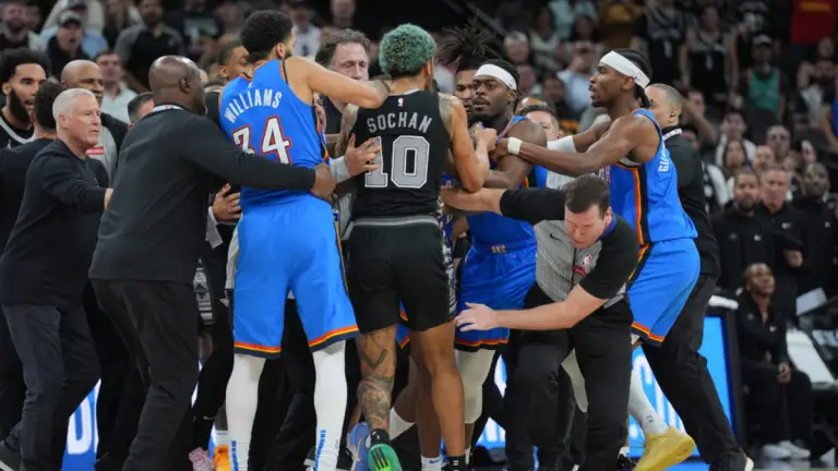 WATCH: Fight nearly breaks out during Thunder's victory over Spurs, multiple players ejected